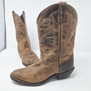 Laredo Tan Bridget Boot Western Cowboy Cowgirl Boot With Heel Slip On Leather